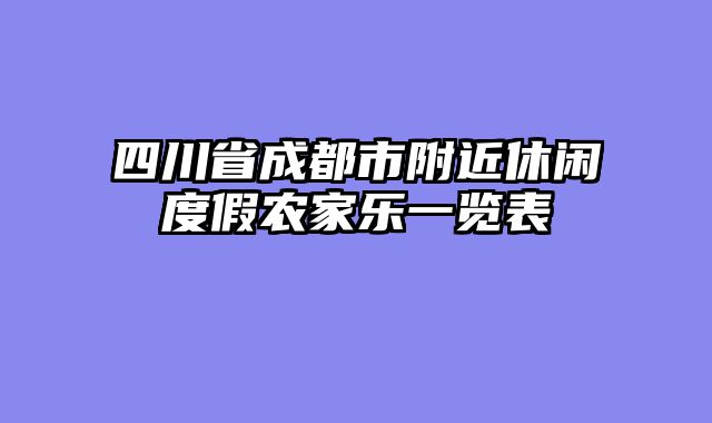 四川省成都市附近休闲度假农家乐一览表