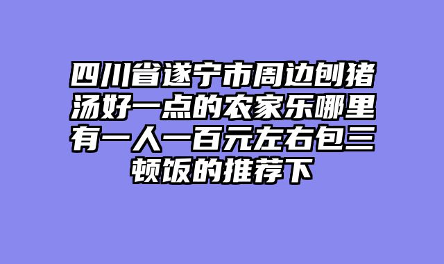 四川省遂宁市周边刨猪汤好一点的农家乐哪里有一人一百元左右包三顿饭的推荐下