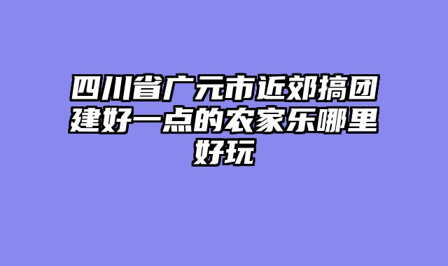 四川省广元市近郊搞团建好一点的农家乐哪里好玩