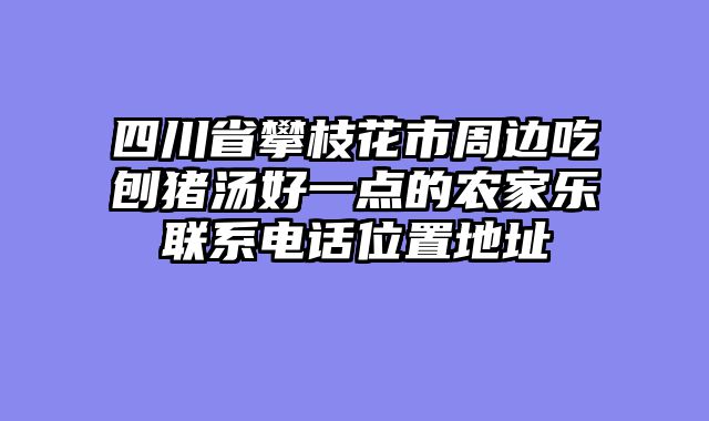 四川省攀枝花市周边吃刨猪汤好一点的农家乐联系电话位置地址