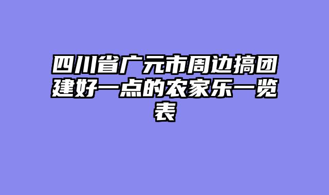 四川省广元市周边搞团建好一点的农家乐一览表