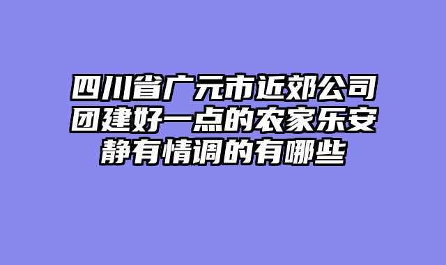 四川省广元市近郊公司团建好一点的农家乐安静有情调的有哪些