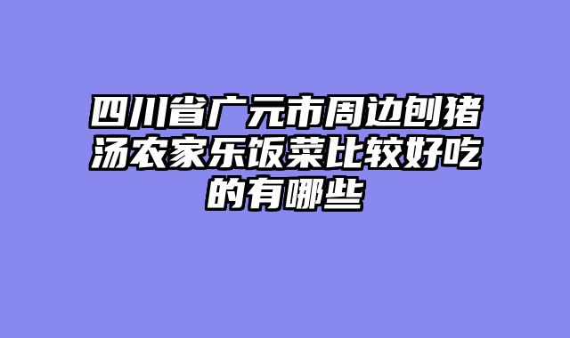 四川省广元市周边刨猪汤农家乐饭菜比较好吃的有哪些