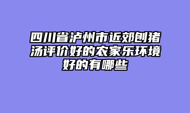 四川省泸州市近郊刨猪汤评价好的农家乐环境好的有哪些