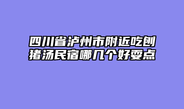 四川省泸州市附近吃刨猪汤民宿哪几个好耍点