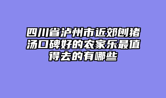 四川省泸州市近郊刨猪汤口碑好的农家乐最值得去的有哪些