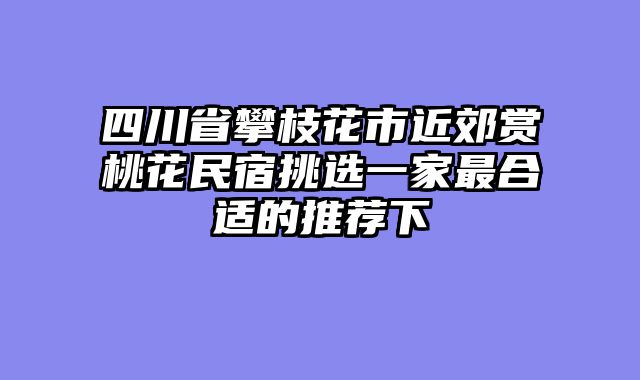 四川省攀枝花市近郊赏桃花民宿挑选一家最合适的推荐下