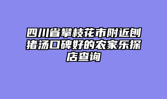 四川省攀枝花市附近刨猪汤口碑好的农家乐探店查询