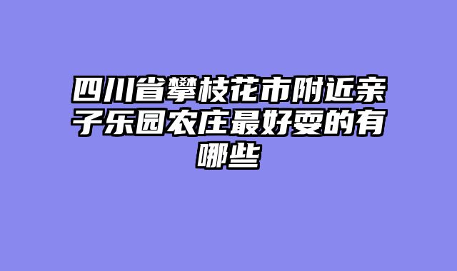 四川省攀枝花市附近亲子乐园农庄最好耍的有哪些