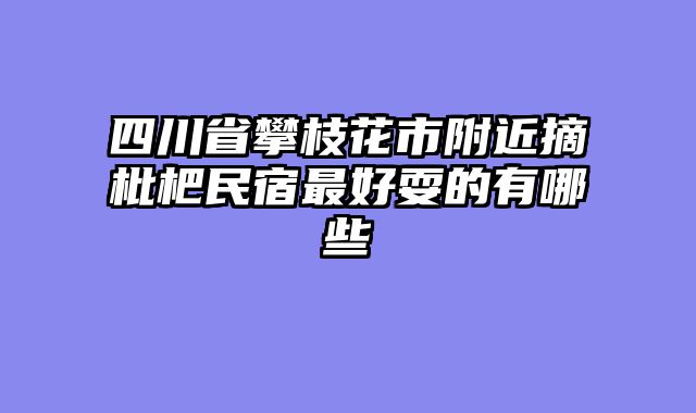四川省攀枝花市附近摘枇杷民宿最好耍的有哪些