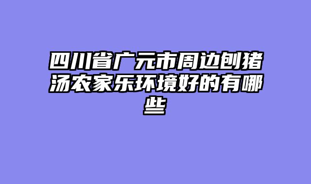 四川省广元市周边刨猪汤农家乐环境好的有哪些