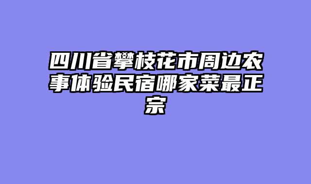 四川省攀枝花市周边农事体验民宿哪家菜最正宗