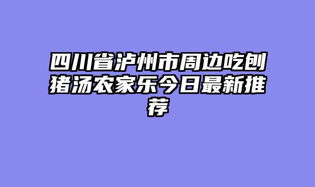 四川省泸州市周边吃刨猪汤农家乐今日最新推荐