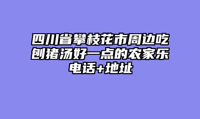 四川省攀枝花市周边吃刨猪汤好一点的农家乐电话+地址