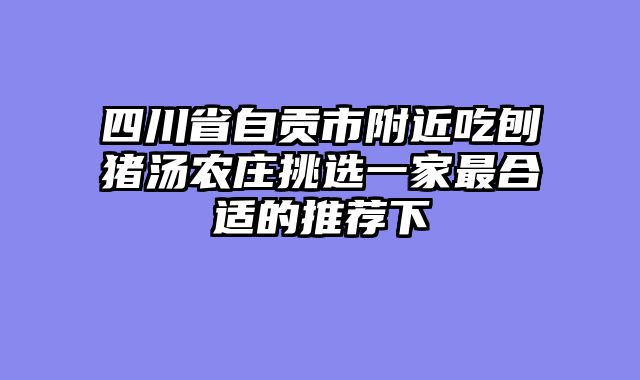四川省自贡市附近吃刨猪汤农庄挑选一家最合适的推荐下