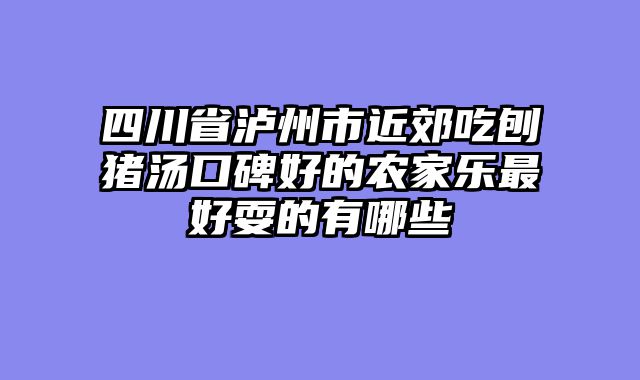 四川省泸州市近郊吃刨猪汤口碑好的农家乐最好耍的有哪些