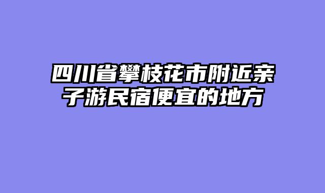四川省攀枝花市附近亲子游民宿便宜的地方