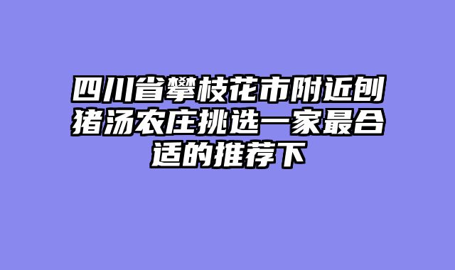 四川省攀枝花市附近刨猪汤农庄挑选一家最合适的推荐下