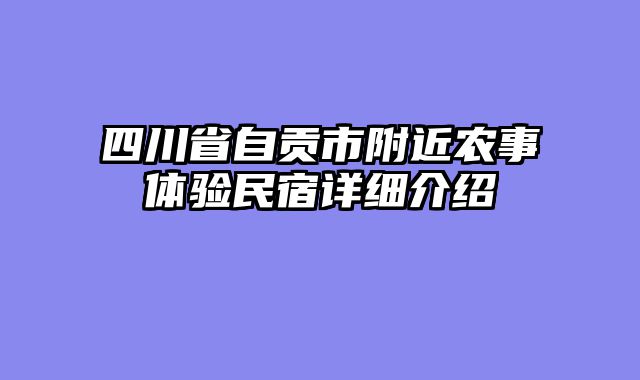 四川省自贡市附近农事体验民宿详细介绍