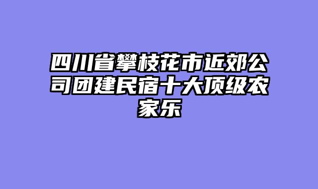 四川省攀枝花市近郊公司团建民宿十大顶级农家乐