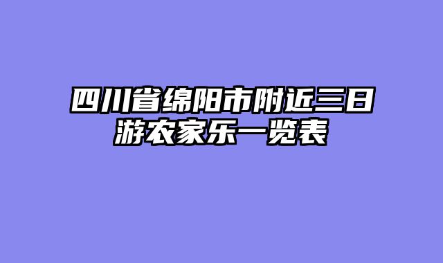 四川省绵阳市附近三日游农家乐一览表