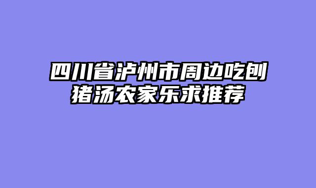 四川省泸州市周边吃刨猪汤农家乐求推荐