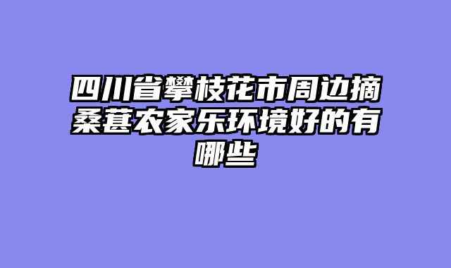 四川省攀枝花市周边摘桑葚农家乐环境好的有哪些