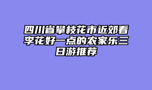 四川省攀枝花市近郊看李花好一点的农家乐三日游推荐