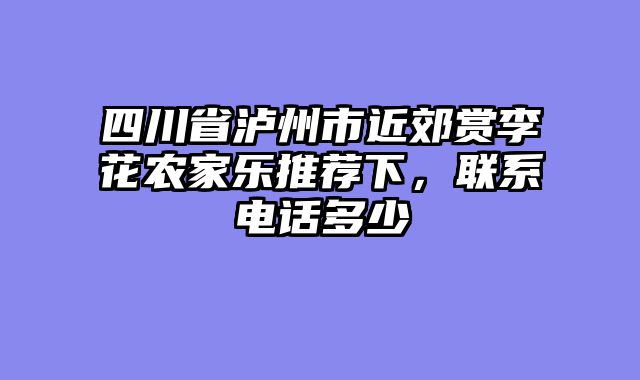 四川省泸州市近郊赏李花农家乐推荐下，联系电话多少