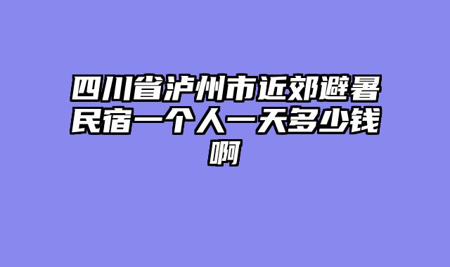 四川省泸州市近郊避暑民宿一个人一天多少钱啊