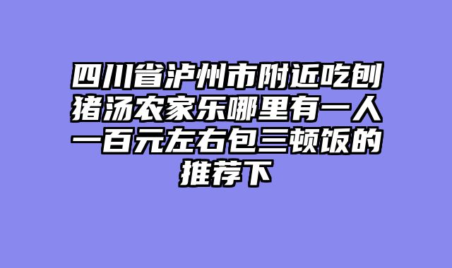 四川省泸州市附近吃刨猪汤农家乐哪里有一人一百元左右包三顿饭的推荐下