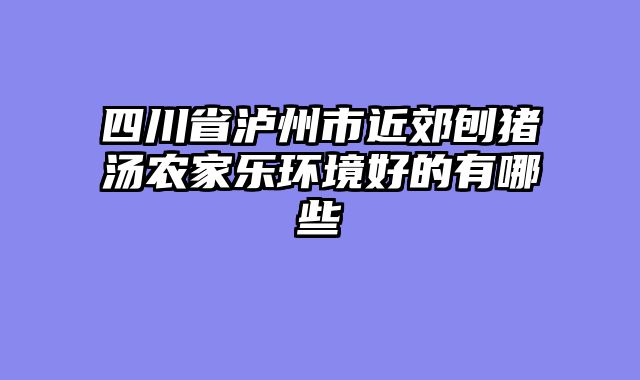 四川省泸州市近郊刨猪汤农家乐环境好的有哪些