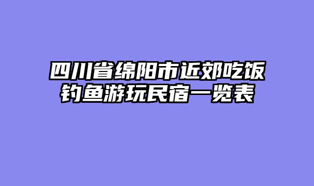 四川省绵阳市近郊吃饭钓鱼游玩民宿一览表