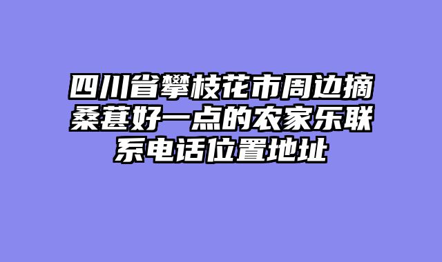 四川省攀枝花市周边摘桑葚好一点的农家乐联系电话位置地址