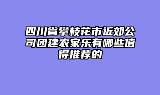 四川省攀枝花市近郊公司团建农家乐有哪些值得推荐的