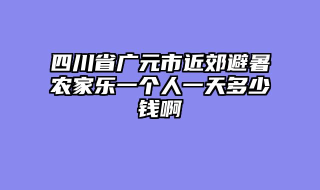 四川省广元市近郊避暑农家乐一个人一天多少钱啊