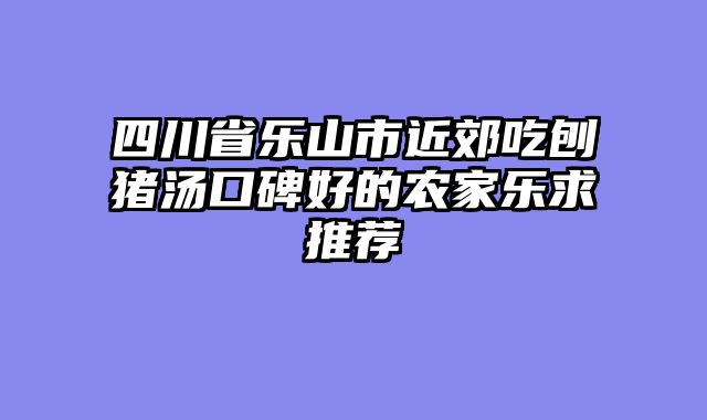 四川省乐山市近郊吃刨猪汤口碑好的农家乐求推荐