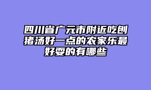 四川省广元市附近吃刨猪汤好一点的农家乐最好耍的有哪些