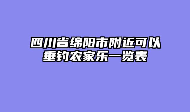 四川省绵阳市附近可以垂钓农家乐一览表