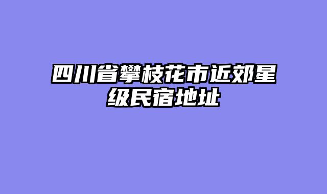 四川省攀枝花市近郊星级民宿地址