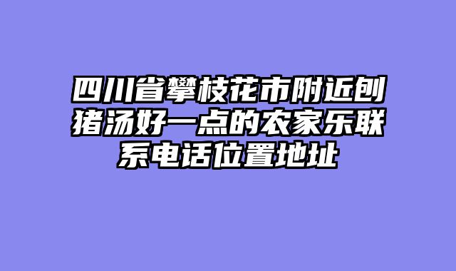 四川省攀枝花市附近刨猪汤好一点的农家乐联系电话位置地址