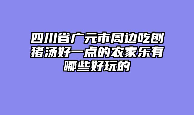 四川省广元市周边吃刨猪汤好一点的农家乐有哪些好玩的