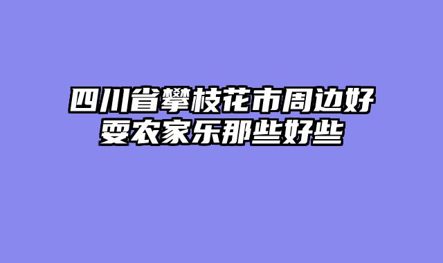 四川省攀枝花市周边好耍农家乐那些好些